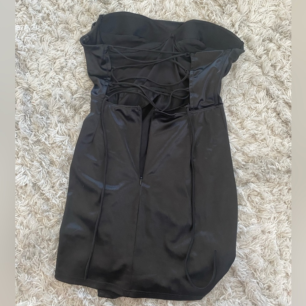 Black rhinestone satin dress - Picture 3 of 5
